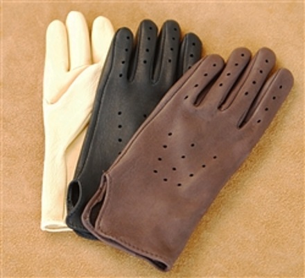 (image for) Deerskin Slip On Driving / Riding Gloves With Holes Ventilated